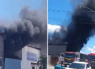 Incêndio atinge galpão de empresa com itens de papelaria em Linhares
